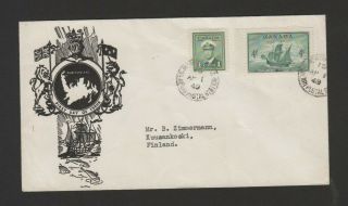 Canada 1949 Newfoundland Confederation Fdc Mailed To Finland - Arrival P/m