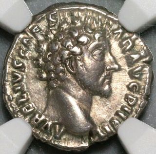 153 Ngc Ch Vf Marcus Aurelius Caesar Roman Empire Denarius Genius (20071206c)