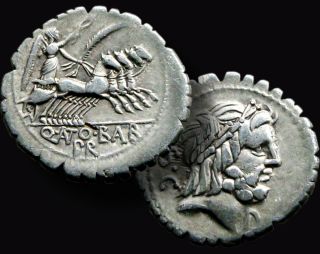 Antonius Balbus 83 Bc.  Roman Republic / Silver Denarius / 4 Horse Quadriga,