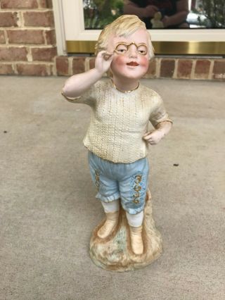 Antique Victorian Gebruder Heubach Era Bisque Figurine With Glasses Germany