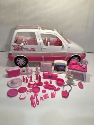 Vintage 1995 Mattel Barbie Picnic Mini Van With Accessories Almost Complete