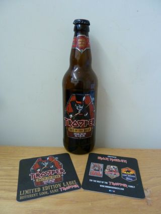 Iron Maiden Trooper Beer Day Of The Dead Bottle 2 Beer Mats Cap Powerslave