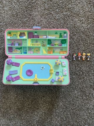 Vintage Polly Pocket Pool Party Hotel Play Set 1989 Bluebird Near Complete