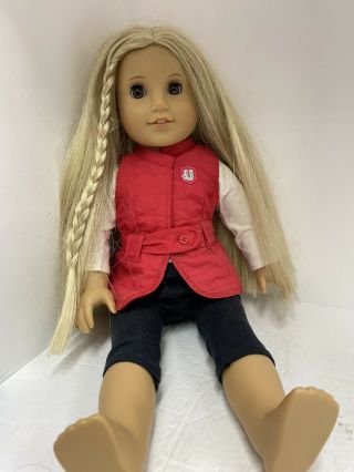 American Girl Julie Doll 18 " Long Blonde Hair Braid Brown Eyes