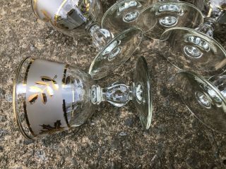 (6) vintage frosted gold leaf cordial glasses - Libbey ?? 2