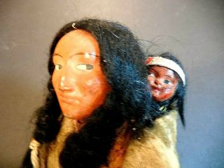 Vintage Skookum Native American Indian Doll W/papoose - 10.  5 "