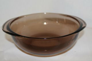 Pyrex Glass Mixing Bowl Clear Brown Amber Vintage Casserole Medium Size Bowl