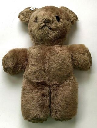 Vintage Teddy Bear Button Eyes Wood Wool Stuffed Plush Beige Brown 13 " X 11 "