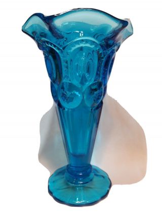 Vintage Le Smith Moon And Stars Aqua Blue Glass Vase - 6 - 1/2 "