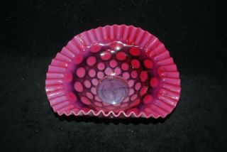 Victorian Northwood Cranberry Opalescent Coinspot Bowl 1890 