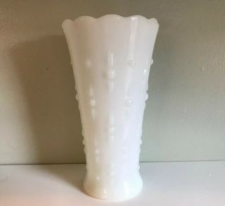 Vintage Milk Glass Flower Vase Teardrop And Pearl Pattern Anchor Hocking 7