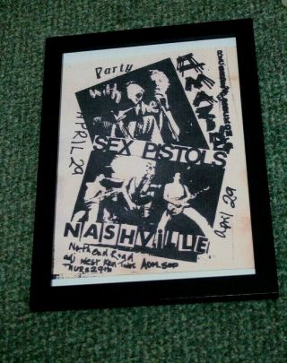 Sex Pistols Punk Rock Nashville 1976 Framed Flyer