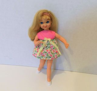 Vintage Mattel Barbie 3580 Blonde Tutti Doll In Dress With Shoes