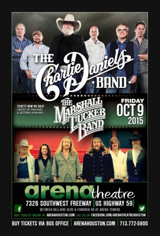 Charlie Daniels Band / Marshall Tucker Band 2015 Houston Concert Tour Poster