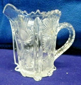 Vintage Crystal Clear Cut Glass Creamer Footed And Detailed Elegant Dining