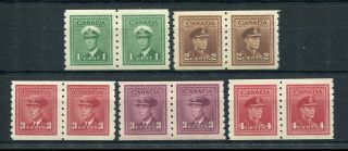 Canada Scott 263 To 267 - Nh - Set Of King George Vi War Issue Coil Pairs (. 040)