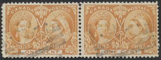 Canada Postmark - Macleod Alta Squared Circle Au 2 97,  Pair 51 1c Jubilee