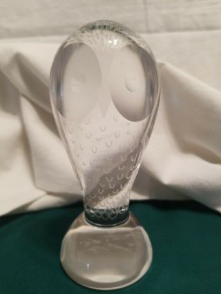 Vintage Mid Century Kosta Boda Glass Owl Signed Numbered Etched