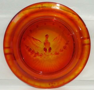 Vintage L.  E.  Smith Amberina Glass Large American Eagle Ashtray