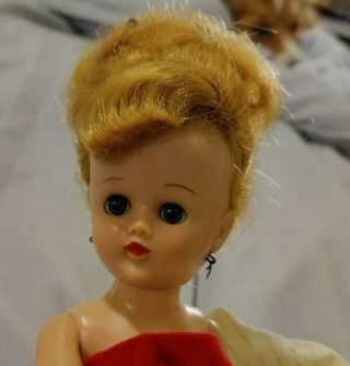 Vintage Authentic 1957 Vogue Jill Doll 10 " Blonde Hair W/red & Gold Evening Gown