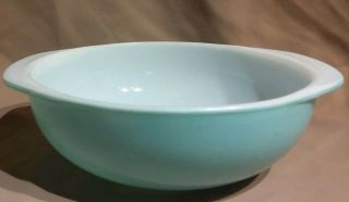 Vintage Pyrex Turquoise 2 Qt Round Handled Casserole/mixing Bowl - No Lid