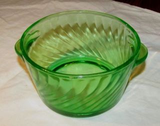 Vintage Green Uranium Depression Glass Twisted Spiral Butter Or Ice Tub Bucket