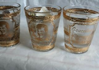 3 Vtg Elvis Presley - Graceland - Culver 22k Gold Shot Glasses - Collector