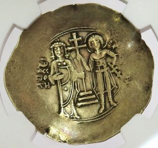 1118 - 1143 Ad Byzantine Empire John Ii Gold/electrum Aspron Trachy Coin Ngc Xf