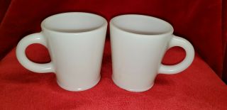 2 Vintage Anchor Hocking Fire King Coffee Cup Mugs Big C Handles.