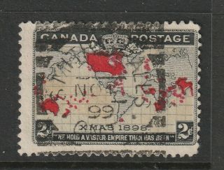 Canada Smiths Falls On Squared Circle Queen Victoria 2c Map 1899 Bullseye Cancel