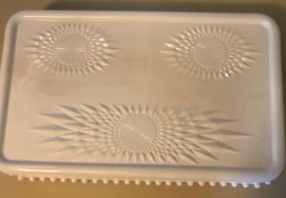 Vintage Shell Pink Milk Glass Divided Hostess Tray Jeanette Bead