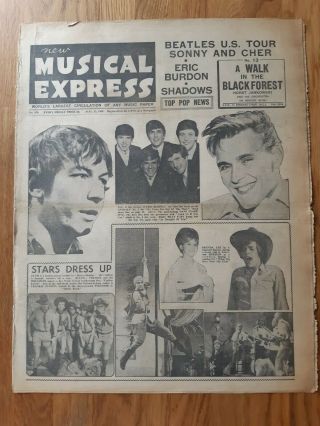 Nme Music Newspaper Dated August 13th 1965 Dave Clark Five Billy Fury Cover