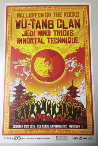 Wu - Tang Clan 2019 Halloween On The Rocks Red Rocks 11x17 Promo Poster