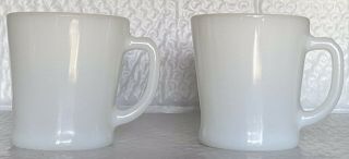 3 Vintage Fire - King Anchor Hocking White Milk Glass Coffee Cups/mugs D Handle