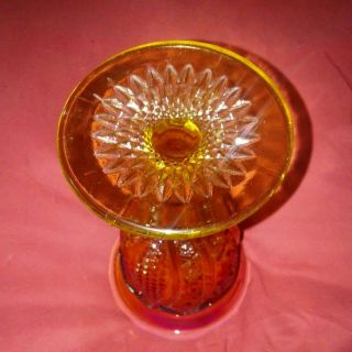 INDIANA CARNIVAL GLASS WINE GOBLET ETCHED FLOWER DESIGN 6.  5 