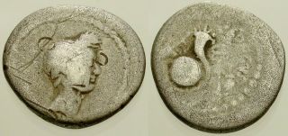 013.  Roman Silver Coin.  Julius Caesar.  Ar Denarius.  Rome.  L.  Mussidius Longus
