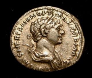 Trajan.  Denarius.  Rome,  114 - 117.  Parthico Pm Tr P Cos Vi Pp Spqr.  Choice