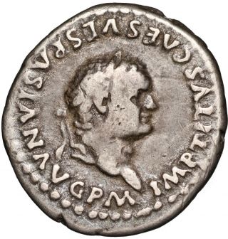 79 - 81 A.  D Roman Titus,  As Augustus Silver Denarius - Good Fine