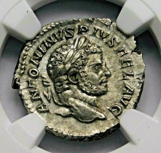Ngc Au.  Caracalla.  Stunning Denarius.  Brother Of Geta.  Ancient Roman Silver Coin