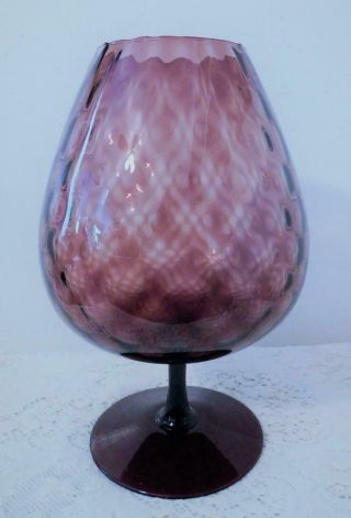 Vintage Mid Century Italian Empoli Amethyst Purple Art Glass Optic Snifter Jar