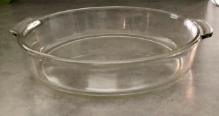 Vintage Pyrex 221 Clear Glass Dish Cake Baking Plate Pan W/handles 8.  5”x2” Vgc