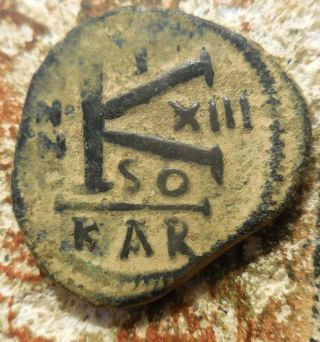 Vf,  For Type Justinian I,  527 - 565 Ad.  Half Follis.  Carthage.  29.  5 Mm,  12.  71 G