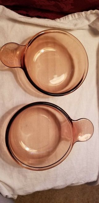 2 Vintage Corning Visions Grab - It Bowl V - 150 - B - Amber Glass - 15 Oz,  550 Ml