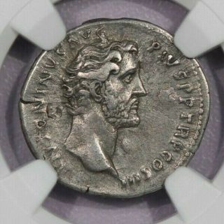 138 - 161 Ad Ar Denarius Roman Empire Ngc Ch Vf Antonius Pius B3