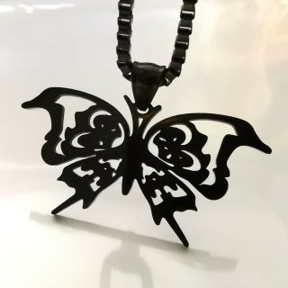 Black Icp Insane Clown Posse Twiztid Butterfly Charm Stainless Steel Chain