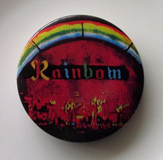 Rainbow On Stage Large Vintage Metal Pin Badge From The 1970 