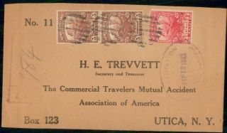 Mayfairstamps Newfoundland 1921 Registered To Utica Ny Travelers Mutual Accident