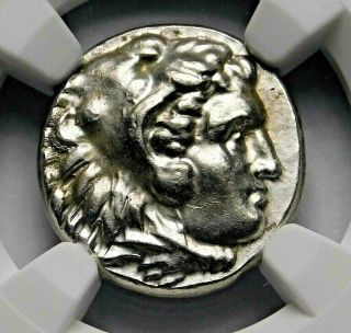 Ngc Au 4/5 - 4/5 Alexander The Great.  Stunning Drachm.  Ancient Greek Silver Coin