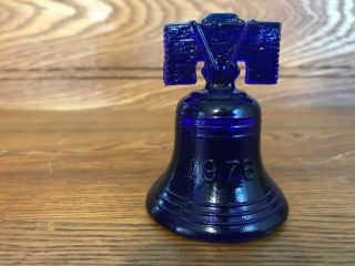 Joe St.  Clair Cobalt Blue Glass Liberty Bell 1976 Bicentennial Paperweight