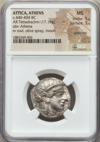 Athens Athena Owl Tetradrachm ca.  465 - 454 BC Ancient Greek Attica Coin 2